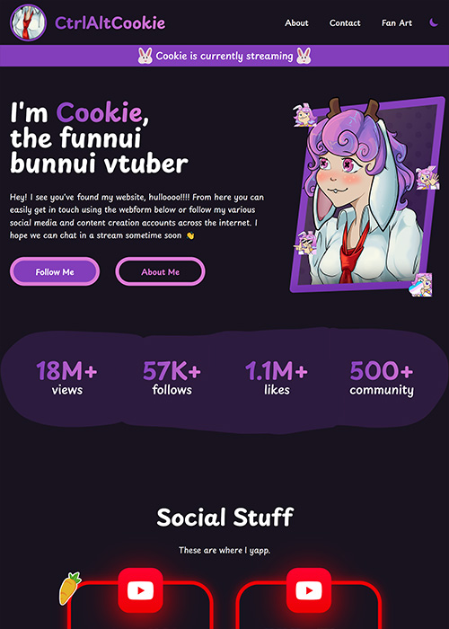 Cookie's website preview